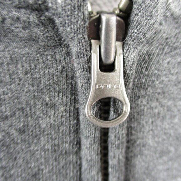 Polo Ralph Lauren Sweater Boys Large Gray Spell Out Full Zip Hoodie Outdoors - Picture 4 of 15
